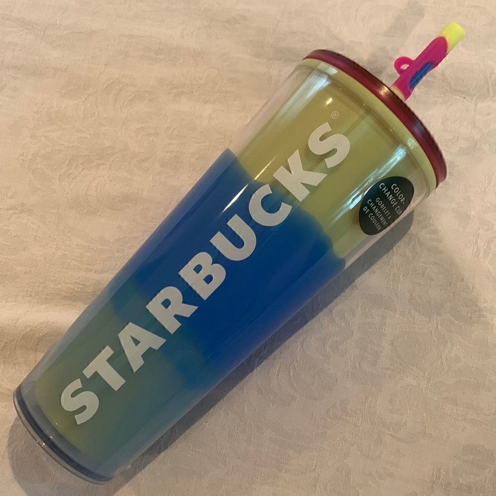 Starbucks Spring 2023 RARE 24 oz Color Changing Tumbler with Straw Topper